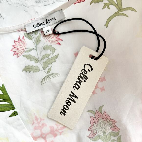 Celina Moon X Anthro Women’s Size XS Boho Floral Ruffle Cotton Maxi Dress NEW - Picture 10 of 15